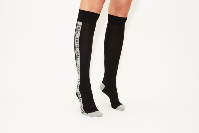 LOVE - By AMARI, Black & Grey Logo Classic Cotton Blend Socks