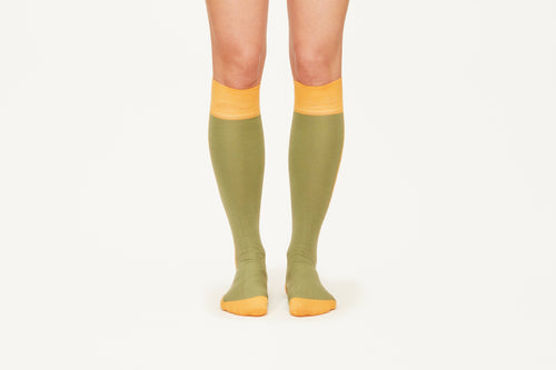 LOVE - By AMARI, Khaki Orange Logo Classic Cotton Blend Socks