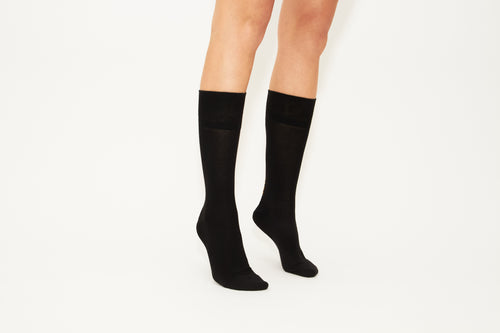 ARIANNA - 3/4 Black Cashmere Blend Socks With Silver Logo