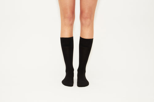 ARIANNA - 3/4 Black Cashmere Blend Socks With Gold Logo