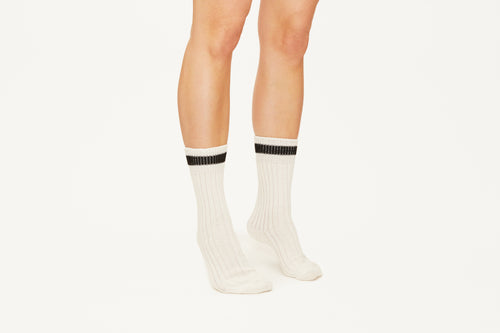 CIARA - White with Silver detail Cotton Premium Blend Mid-Calf Socks