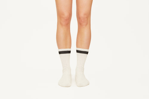 CIARA - White with Silver detail Cotton Premium Blend Mid-Calf Socks